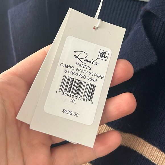 Rails Harris Sweater Camel Navy Stripe - Picture 3 of 13